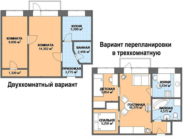 Схема увеличения комнат 