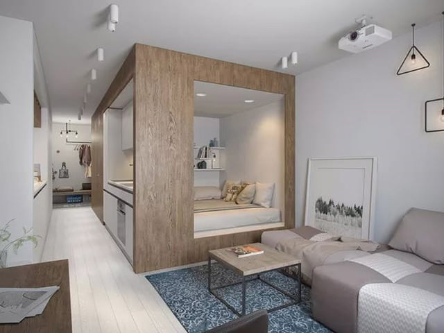 Дизайн-проекты однокомнатных квартир в стиле лофт площадью 35 кв.м.